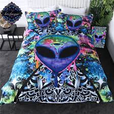 Italian percale by hudson park. Trippy Alien By Brizbazaar Bedding Set Watercolor Witchcraft Duvet Cover The Third Eye Bed Set 3pcs Mandala Saucerman Bedspreads Bedding Sets Aliexpress