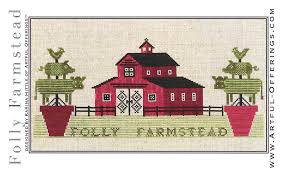22.25 x 14.25 22 count: Folly Farmstead Cross Stitch Pattern Artful Offerings Fat Quarter Shop