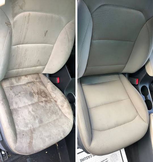 Antes e depois banco de couro do carro