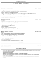 prototype technician resume sample
