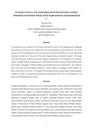 W/bagaimanapun, frasa sendi nama boleh juga wujud tanpa kata nama arah Pdf Introduction To The Kadazandusun Prepositional Phrase Pengenalan Kepada Frasa Sendi Nama Bahasa Kadazandusun