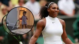During an exhibition match between serena williams and her sister venus williams in abu dhabi. Serena Williams Shares Video Of Olympia Playing With Tennis Racket