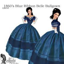 My plan wasn't to perfectly replicate it, just to create my dress in a similar way (and use the pattern). Second Life Marketplace 1860s Blue Ribbon Belle Ballgown
