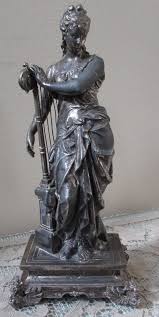 Large 1904 Antique Ansonia Spelter Clock Statue Female Music Other Antique Clocks Antique Pre 1930 Cover Letter For Resume One Page Resume Statue