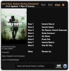 Now i am level 55 and i can't use the ak74u, p90, all of the ars besides the ak/m16, and other weapons. Call Of Duty 4 Modern Warfare Remastered Trainer 8 1 0 Update 1 Fling Download Gtrainers