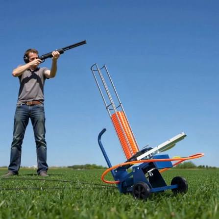 VEVOR Clay Target Thrower Automatic Skeet Trap Launcher On Wheels Adjustable Angle Foot Pedal Pull Handle 75-80 Clays 55 Yards
