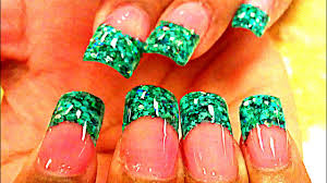 Summer nails pretty nails for summer nagel bling nagellack design cute acrylic nail designs. How To Glitter Acrylic Nails Green Youtube