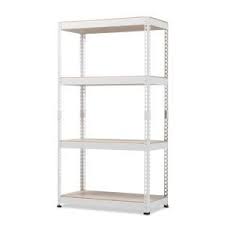 Baxton Studio White 4 Tier Metal Garage Storage Shelving Unit 31 In W X 59 In H X 16 In D 28862 7601 Hd The Home Depot Shelving Racks Shelves Metal Shelves