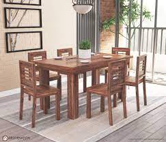 The home decorators collection greyburn pecan brown finish rectangular dining table for 6 with tapered square legs (68.9 in. Oriana Solid Wood Dining Table Set Decornation