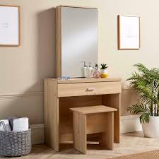 This vanity table set will be an ideal gift choice for your gi everything in one place：big movable square mirror ,black removable jewelry box. Sonoma Oak Dressing Table Set Sliding Mirror Stool Vanity Make Up Storage Unit For Sale Online Ebay