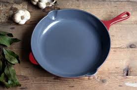 Vintage Red Le Creuset Frying Pan French Cast Iron Skillet Red Enamel Le Creuset Size 26 Vintage Cast Iron Frying Pan French Vintage