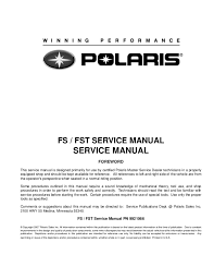 2006 Polaris Fs Classis Snowmobile Service Repair Manual