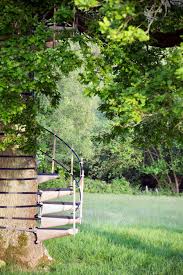 Canopystair is a modular system of steps that can be attached without tools to form a spiral staircase around a tree trunk, allowing one to walk up into the canopy above. Canopystair Is A Spiral Staircase That Straps Around A Tree Trunk