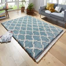 Jetzt gleich die große auswahl online entdecken! Design Teppich Hochflor Pearl Blau Mit Fransen Teppich Boss