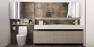Having a bathroom cabinet is vital for bathroom. Light Wood Grain Bathroom Mirror Cabinet Bc17 Pvc01 Oppein The Largest Cabinetry Manufacturer In Asia