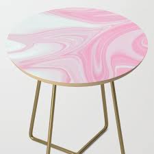 Pink White Liquid Marble Side Table Marble Side Tables Pink Table Side Table