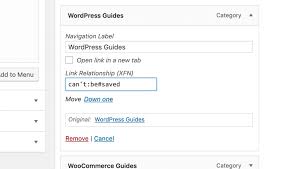 Nav_menu_link_attributes filter hook in wordpress is your friend. Adding Special Characters Into The Rel Attribute Inside Menu Links