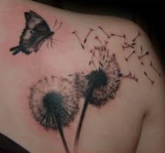 Dandelion and flying birds shoulder to back tattoo. 45 Dandelion Tattoo Designs For Women Cuded
