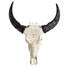Carved Buffalo Skull Boho Tribal Cow Skull Buffalo Skull Cow Skull Decor