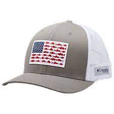 Columbia Pfg Mesh Snap Back Fish Flag Ball Cap Titanium White Ball Cap Columbia Pfg Country Hats