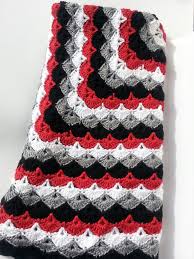 Black And White Crochet Baby Blanket Pattern Incredibly Soft Afghan Throw Blanket In Red Black Grey And White Crochet Blanket Red Afghan Crochet Patterns Crochet Throw