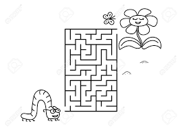 Over 173 caterpillar coloring page pictures to choose from, with no signup needed. Black Coloring Pages With Maze Cartoon Caterpillar And Flower Royalty Free Cliparts Vectors And Stock Illustration Image 134755510