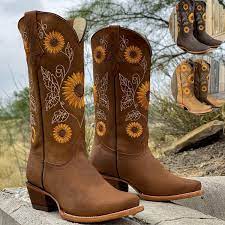 Get inspired by our community of talented artists. Women S Vintage Boots Sunflower Shoes Western Boots Cowboy Boots Faux Leather Boots Wish