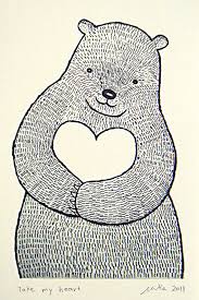 Bear Ink Drawing Print Black And White Wall Decor Big Bear Woodland Animal Wall Art Original Ink Drawing Animal Wall Art