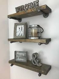 This rustic shelf is 24 in length and has 4 pegs. 8 Deep Set Of 3 Industrial Floating Shelves Farmhouse Rustic Shelves Home Decor Rustic Shelves Industrial Floating Shelves