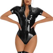 WEITING Plus-Size-Body aus glänzendem PVC-Leder für Frauen, heiße  Porno-Brüste entblößen, Damen, glänzender, formender Latex-Trikot, Kurze  Ärmel, Rot, S : Amazon.de: Küche, Haushalt & Wohnen