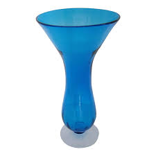 Vase asiatic peafowl bronze decorative arts, peacock decoration side png. Peacock Blue Glass Pedestal Vase Chairish