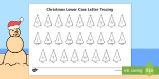 Abc letter tracing sheets for preschool or kindergarten classroom for teachers to use for practice and . Christmas Trees Lowercase Letter Tracing Worksheets