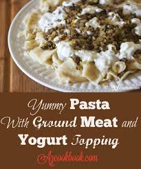 Pasta With Ground Meat And Yogurt Topping Az Cookbook Pasta With Yogurt Yogurt Toppings Tasty Pasta