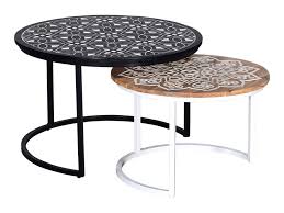 Magasinez chez wayfair.ca pour ensembles de tables basses: Tables Gigognes Lot De 2 Bois De Manguier Et Metal Ethnique Noir Et Naturel Bovary
