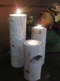 Birch Bark Candle Holder For Your Wedding Centerpieces 8 6 4 Decor Rustic Reception Rustic Woodland Birch Candle Holders Birch Bark Candles Birch Candles