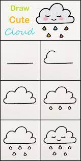 Hello everyone and welcome to easydrawingart.com! Learn How To Draw A Cute Cloud Step By Step Very Simple Tutorial Cloud Drawings Kawaii T Easy Drawings For Kids Easy Drawings For Beginners Easy Drawings