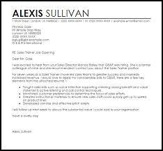 Sales Trainer Cover Letter Sample Cover Letter Templates Examples