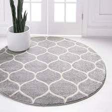 Beautiful round rugs to complete your space. Light Gray 5 X 5 Trellis Frieze Round Rug Esalerugs