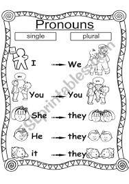 pronouns single plural esl worksheet by sue