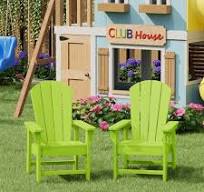WestinTrends Malibu Kids Outdoor Adirondack Plastic Patio Chair (Set of 2),  Lime
