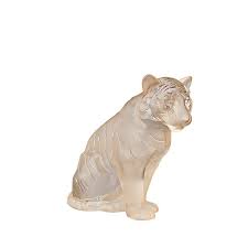 Tigre Assis Lustre Or Lalique Vessiere Cristaux Sculpture Lalique Sculpture Animaux