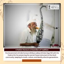 At 92, Bhiklya Ladkya Dhinda receives the Padma Shri for playing Tarpa instrument and preserving its tradition. The Tarpa, crafted from bamboo and bottle gourd, carries the rhythm of the Warli community