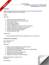 Example Resume Resume Templates Receptionist Position