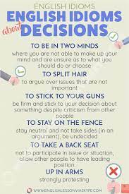 Here You Will Learn 10 Important English Idioms About Decisions Intermediate Level English There In 2020 English Idioms English Vocabulary Words Learn English Words