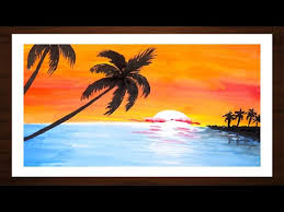 This will be beneficial as sunsets are essentially a transition of different colors. Sunset In The Ocean Watercolor Painting Easy Landscape Painting Painting With Oil Paints