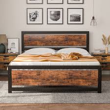 Premium memory body pillow with hypoallergenic cover. Buy Yakey Queen Bed Frame With Wooden Headboard Metal Bed With Heavy Duty Platform Footboard 14 Strong Metal Slat Support No Box Spring Needed Brown Online In Indonesia B08qzdnwdh