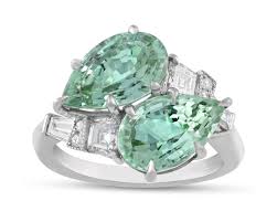Raymond Yard Mint Tourmaline Bypass Ring 5 96 Carats Of Refreshing Mint Green Tourmalines Dazzle In This Raymond Antique Rings Art Deco Diamond Rings Jewelry