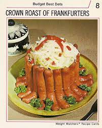 When it comes to old ww recipes here are some more delicious weight watchers recipes i've created on the holy mess website based on recipes i discovered at meetings Crown Roast Of Frankfurters Vintage Recipe Cards