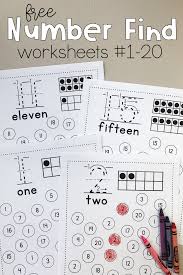 Free preschool and kindergarten math worksheets, including patterns, more than / less than, addition, subtraction, measurement, money and what is k5? Number Find Worksheets 1 20 Kindergarten Math Activities Math Activities Preschool Kindergarten Math