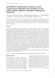 Meaning of comorbidities medical term. Pdf Paindetect Questionnaire Filipino Version Transcultural Adaptation And Validation In Two Widely Spoken Regional Languages Tagalog And Cebuano